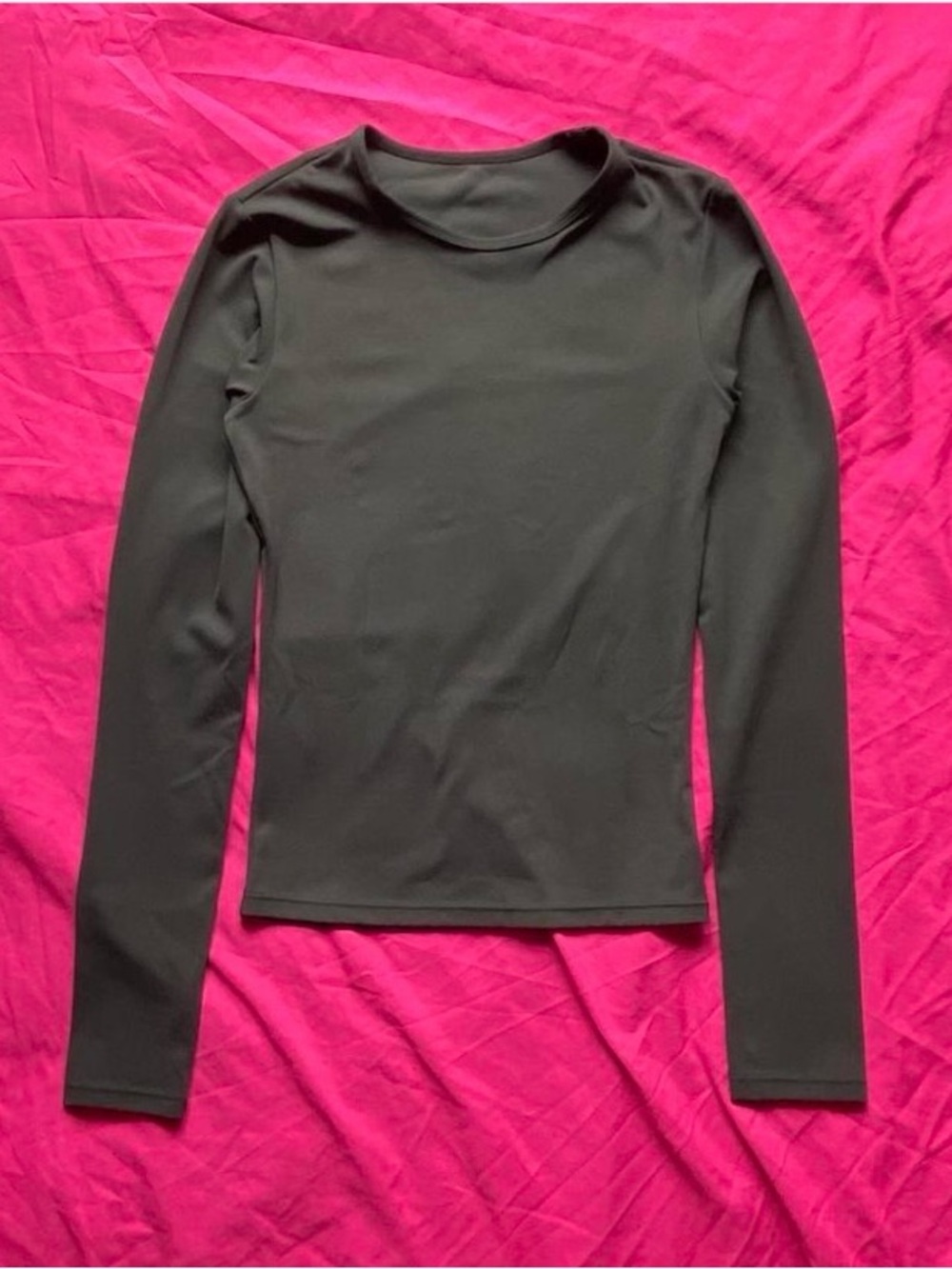 Black Long Sleeve Crewneck Top Spandex and Polyester